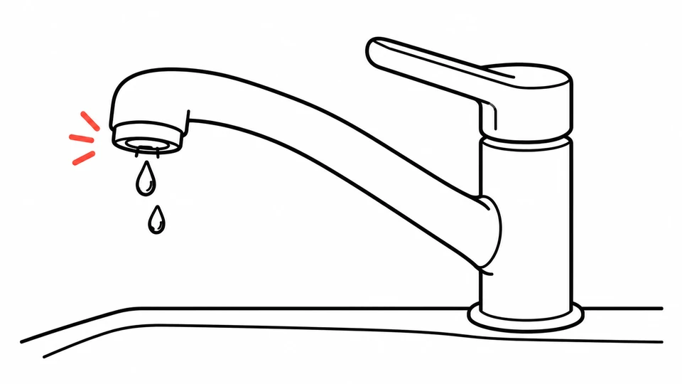 水漏れしている蛇口を近くから撮るイラスト