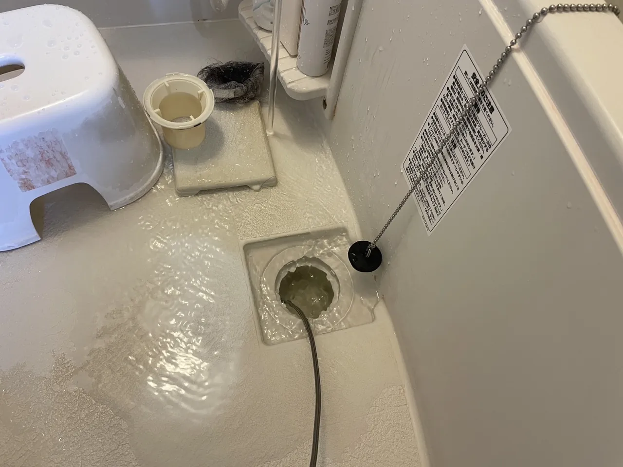 排水口に洗浄ホースを入れている様子（1）